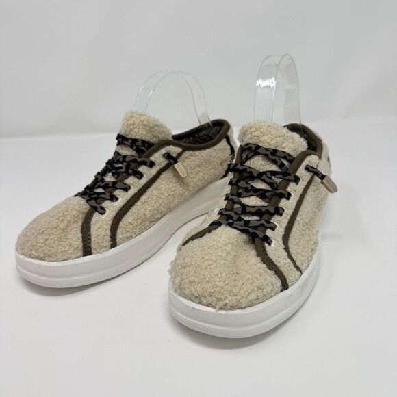 Hey Dude Karina Sherpa Slip On Shoes 8 Beige Marshmallow Leopard Lightweight - Picture 3 of 14